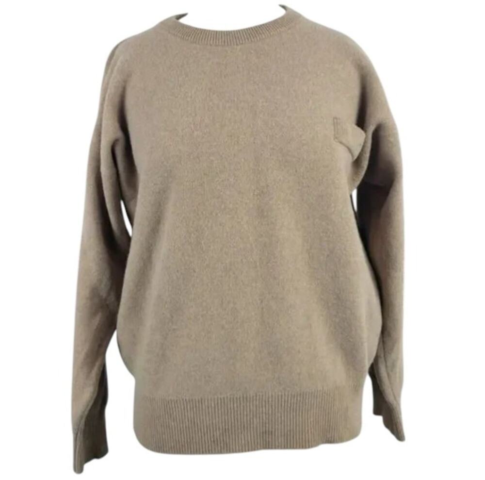 Blarney Woollen Mills 100% Lambswool Sweater Pullover Crewneck Ribbed Tan L